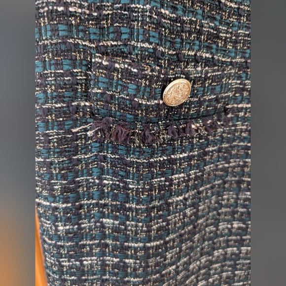 LOFT Metallic Tweed Fring Pockets Mini Dress - Black - Picture 5 of 8